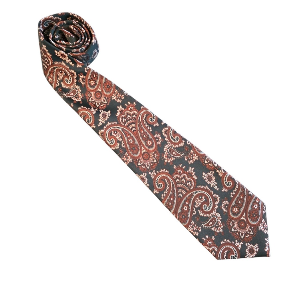 Vintage 1980s Wembley Tie Black Red Paisley Washable Retro 80s Vintage Necktie